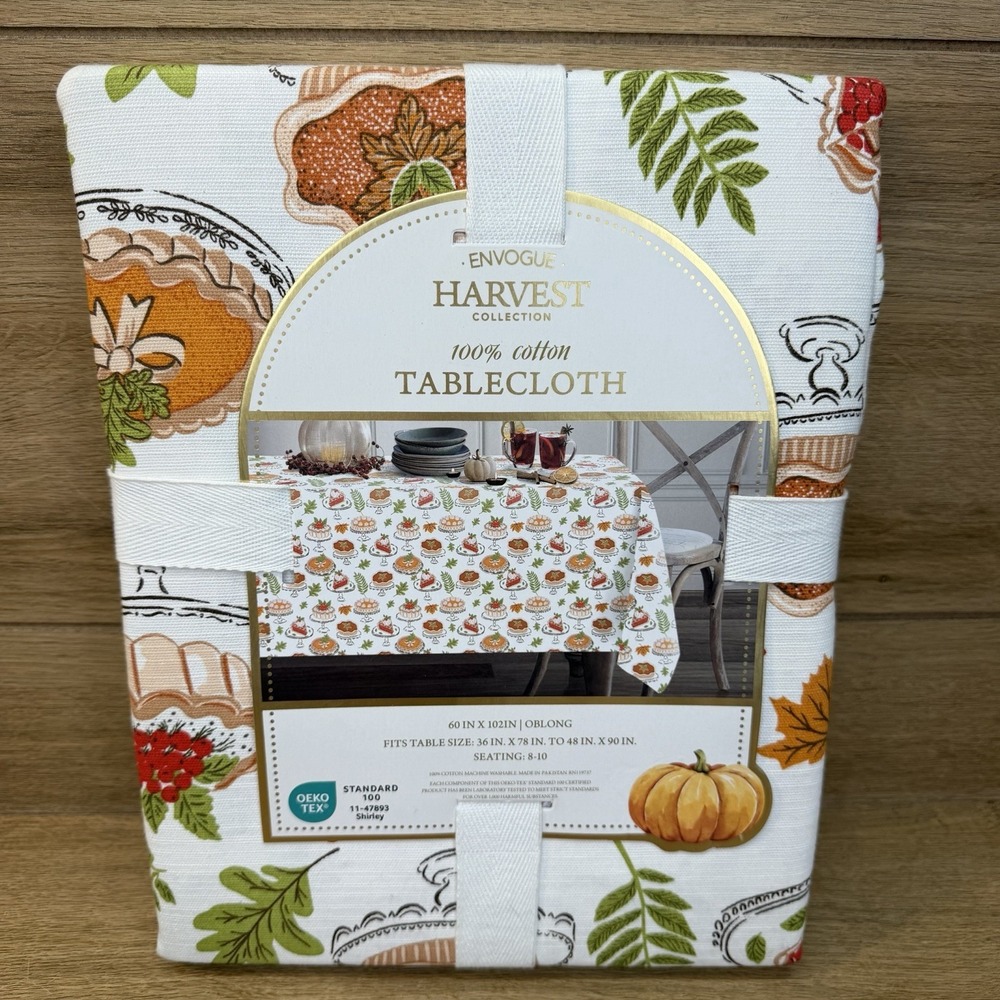 Envogue Harvest Collection 100% Cotton Tablecloth 60"x102" Oblong Thanksgiving